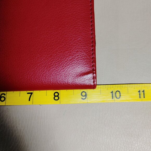 Long Wallet Red Faux Leather Travel Passport Card Slots Zipper Pocket Organizer - Picture 5 of 8